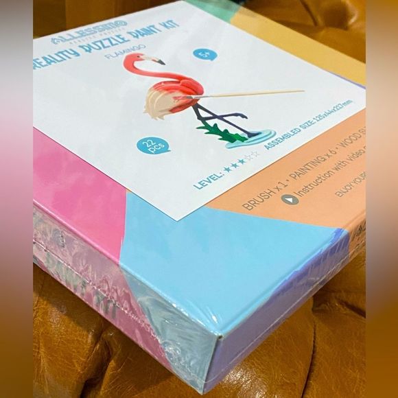 Allessimo Create & Paint Wooden 3D Pink Flamingo Level 3 Reality Puzzles… - Picture 3 of 7